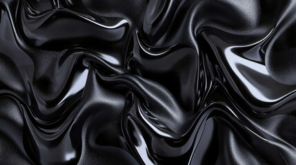 Fototapeta premium Richly textured black fabric showcasing a fluid vortex of iridescent pearl and charcoal creating a sense of elegance and artistic depth.
