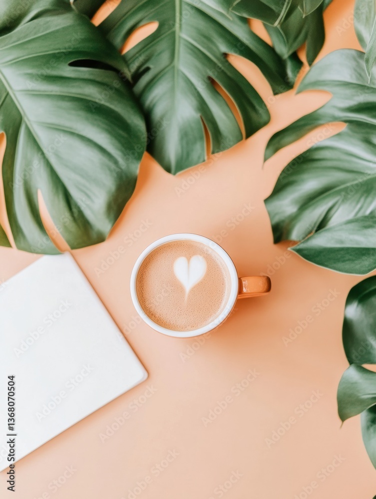 Poster mindful workplace aesthetics biophilic coffee break with soft terracotta palette - wellness-driven c