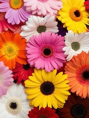 Fototapeta premium Chromatic Harmony Vibrant Spectrum Gerbera Daisy Arrangement - Modern Botanical Design for Digital Wellness and Creative Marketing Content