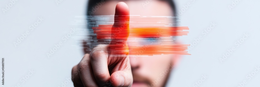 Aufkleber Futuristic Data Interaction Blurred Motion Tech Professional Engaging Holographic Interface with Dynamic Gesture in AI-Driven Digital Transformation Concept