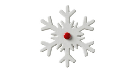 Isolated White Snowflake with Red Center