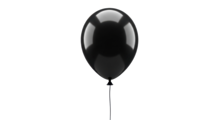 Isolated Black Balloon on String