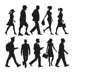 Walking people silhouette.