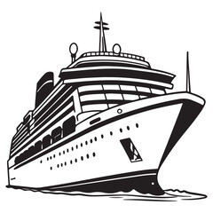 Obraz premium Cruise ship silhouette vector. Concept of travel and vacation.