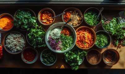 Global Flavor Fusion Multicultural Culinary Exploration - Vibrant Artisan Spices and Fresh Herbs Showcasing Inclusive Dining Trends for Creative Food Enthusiasts