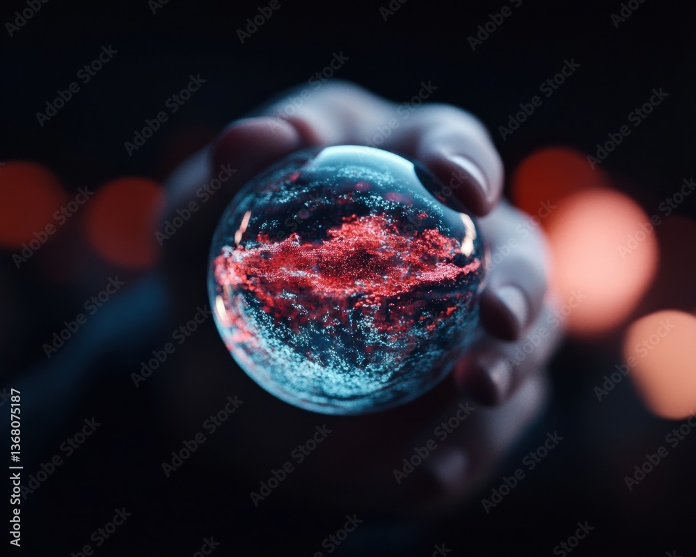 Leinwandbilder quantum economic visualization immersive global market dynamics in holographic glass sphere - cuttin