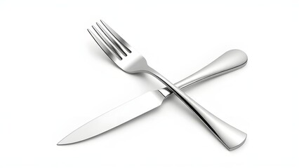 Shiny Silver Fork and Knife Set with a Minimalist Design