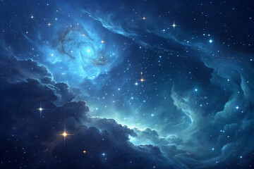 Fototapeta premium Blue galaxy background.