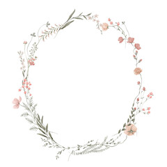 Wildflowers, Hand drawn, Floral frame with transparent background, greeting card with flowers, can be used as invitation card for wedding, birthday and other holiday