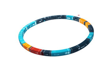 A Vibrant Circular Data Visualization Showcasing Progress Through Stages, With A Sleek 3d Design And A Teal, Orange, And Dark Blue Color Palette Isolated on Transparent Background