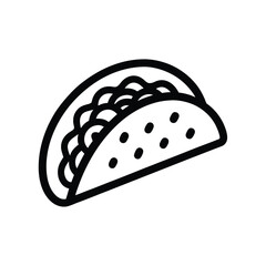 Black and White Taco Icon - Simple Line Art Vector