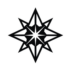 Black and white silver star decoration on a black background with a shiny 3D golden star design for Christmas and holiday celebration