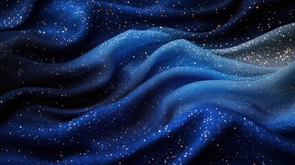 Fototapeta premium Elegant skeins of navy, sky, and silver yarn against a dreamy bokeh.