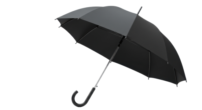 Isolated Black Umbrella with Silver Frame