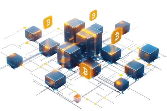 A Vibrant Network Of Interconnected Digital Blocks, Pulsating With Energy, Symbolizes The Dynamic Growth And Interconnected Nature Of Cryptocurrency, Showcasing Glowing Bitcoin Symbols Amidst A Futuri