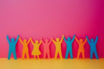 Fototapeta premium Colorful Paper Cutout Figures Celebrating Teamwork8