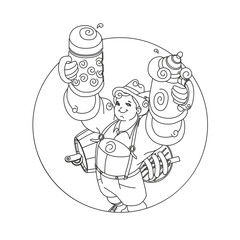 German young man Cartoon character welcome with beer stein