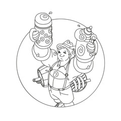 German young man Cartoon character welcome with beer stein