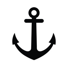 Vintage nautical anchor icon on white background