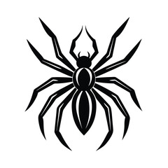 Abstract flower tattoo design with spider and floral elements in black vector illustration