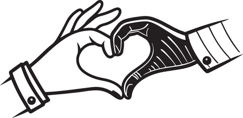 A vector illustration of a heart with wings in a silhouette style featuring a dragon, woman, and nature elements, designed as a tattoo or symbol, with a tribal and sketch-like outline