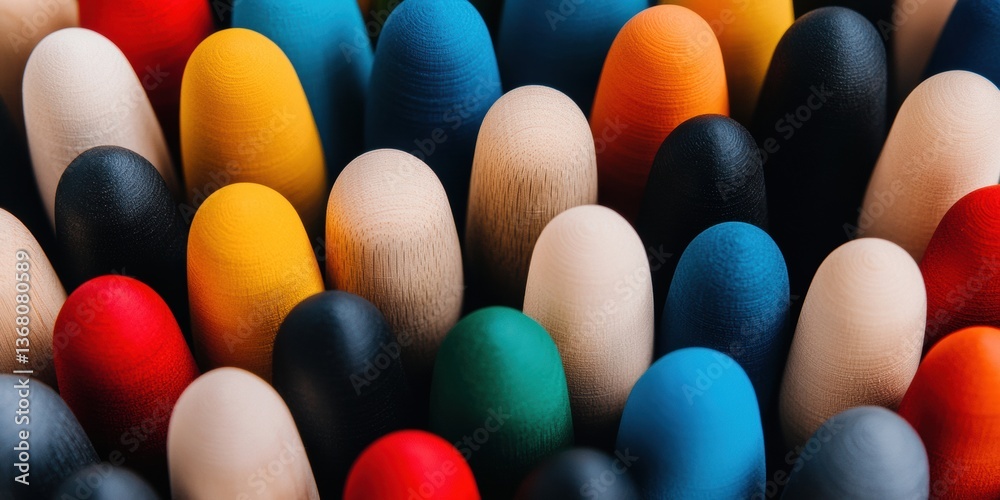 Aufkleber inclusive diversity visualization multicolor wooden figurines representing collaborative workplace d