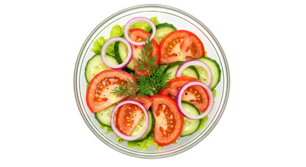 Isolated Fresh Salad in Glass Bowl