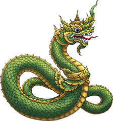green dragon on white background
