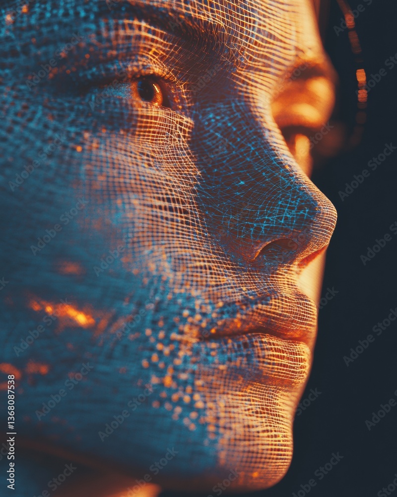 Fototapete Neural Metamorphosis Immersive AI Identity Visualization Revealing Human-Digital Convergence in Next-Gen Cognitive Interface Design