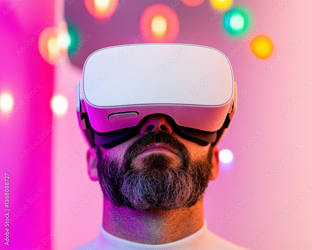 Aufkleber immersive digital innovation next-gen vr experience with millennial professional exploring mixed rea