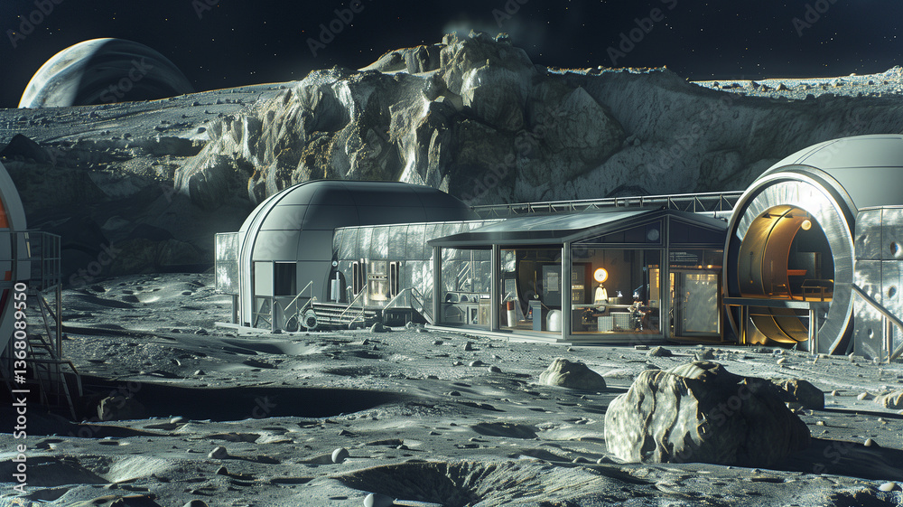 Leinwandbilder this innovative structures for asteroid and regolith extraction exist on the moon's surface.