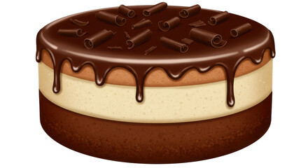 Isolated Chocolate Cake with Chocolate Drizzle