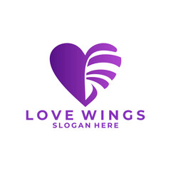 Love wing modern logo design vector template