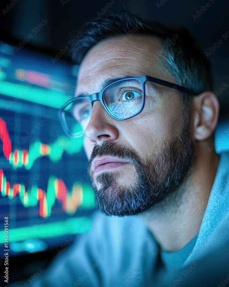 Poster Futuristic Crypto Trading Insights Immersive Digital Finance Experience for Millennial Investors Navigating Volatile Market Dynamics with High-Tech Visualization