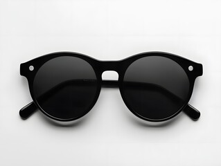 Sleek and Sophisticated Black Minimalist Sunglasses on White Background