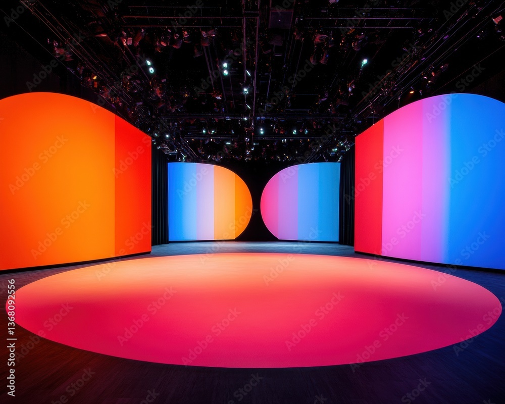 Leinwandbilder immersive xr broadcasting studio next-gen media production environment with vibrant gradient lightin