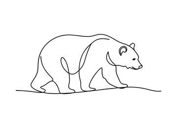 SingleLine Drawing of a Walking Brown Bear in Nature