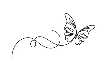 Elegant SingleLine Butterfly Drawing, Nature Art, Minimalist Design