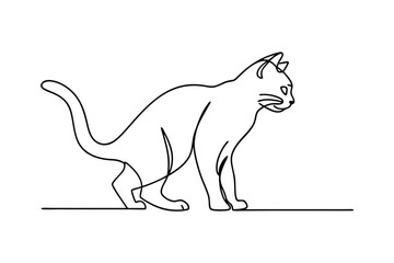 Elegant SingleLine Cat Drawing Minimalist Feline Art Illustration