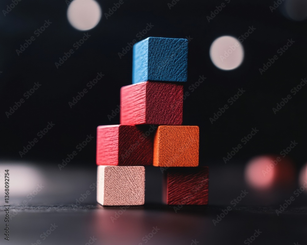 Aufkleber minimalist strategic growth textural wooden blocks visualizing incremental business development with
