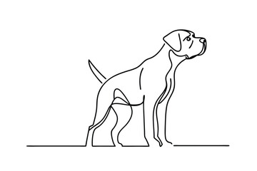 Elegant Line Art Drawing of a Majestic Boxer Dog