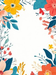 Colorful Floral Border Design with Vibrant Nature Elements