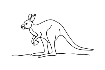 Line Drawing of a Kangaroo Australian Marsupial Animal Illustration