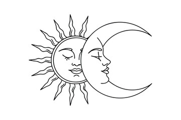 Sun and Moon Celestial Art Yin Yang Harmony Balance