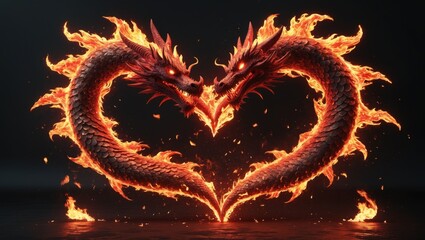 Flaming Heart with Sparkling Ember Trails Background