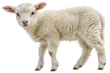 Fototapeta premium Cut out of young sheep isolated on transparent background 