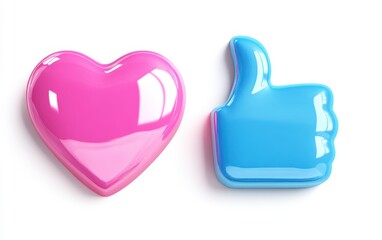 Colorful Heart and Thumbs Up Icons Representing Love and Approval