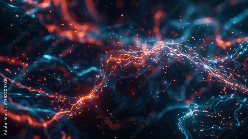 Wall mural futuristic network background with abstract nodes and wires.