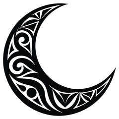 silhouette vector of ornamental tribal crescent moon © Absolute Illustros