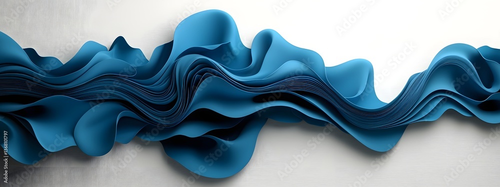 Poster captivating cobalt currents a digital artwork showcasing fluid elegance and the essence of modern co